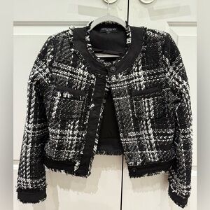 Central Park West Monochrome Fringe Jacket